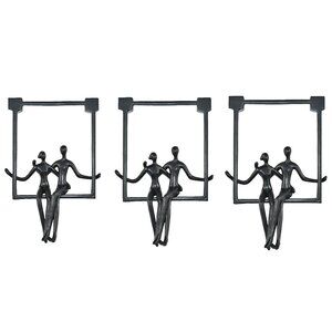 Adam & Friends Home Decor Swinging Couple Sculpture | 3-Piece | Black